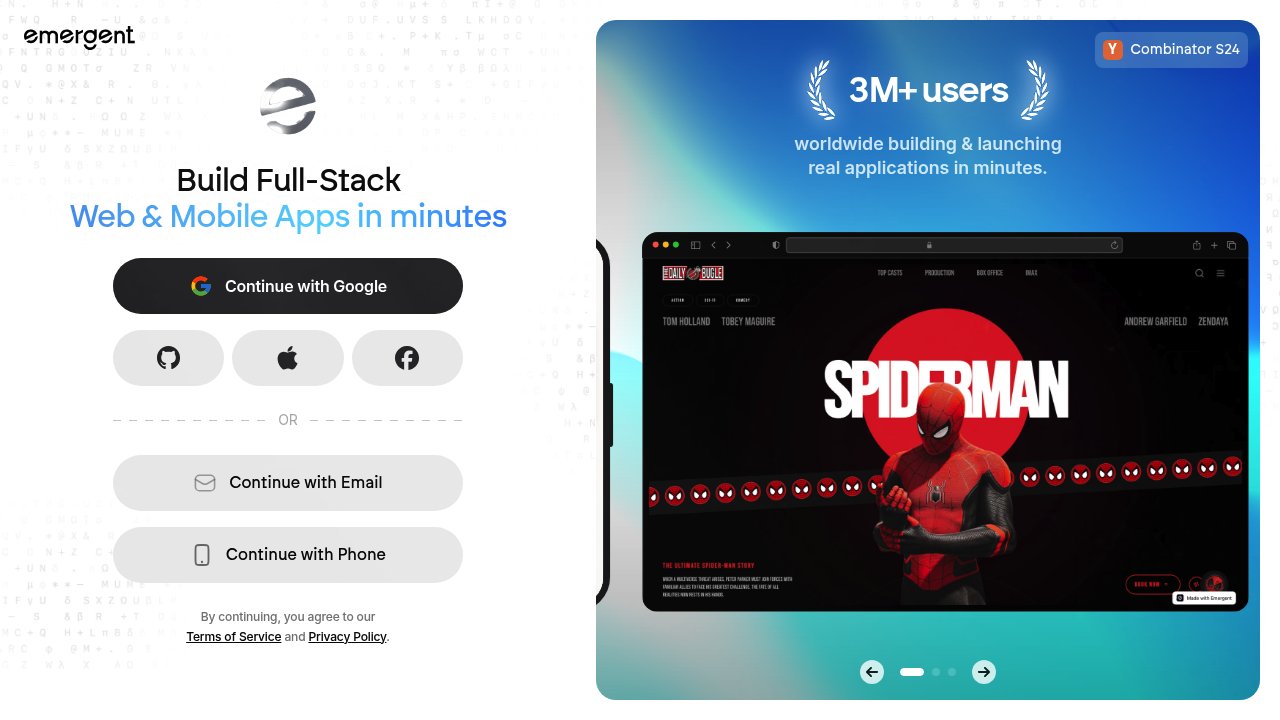 screenshot of emergent.sh homepage