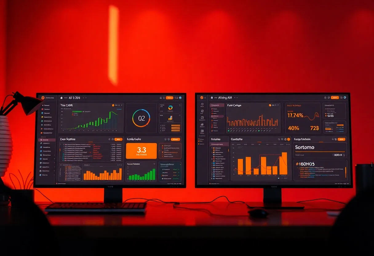 Multiple AI coding tools dashboard comparison showing different platform interfaces side by side, developer choosing between various automation solutions, tech workspace with #FF8A00 highlighted features and interface elements, clean flat design illustration, professional minimalist aesthetic, no text, no words, no letters, no numbers, no typography, no labels, no captions, no signs with writing