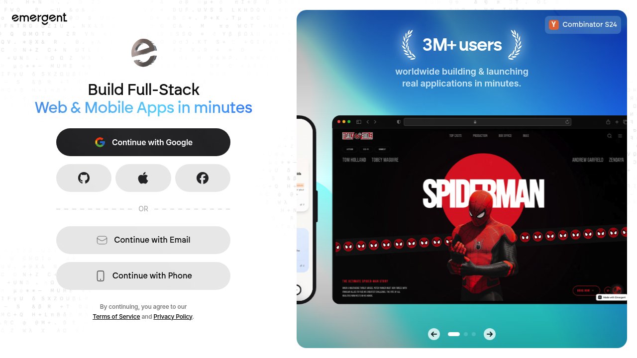 screenshot of emergent.sh homepage