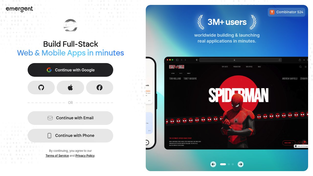 screenshot of emergent.sh homepage