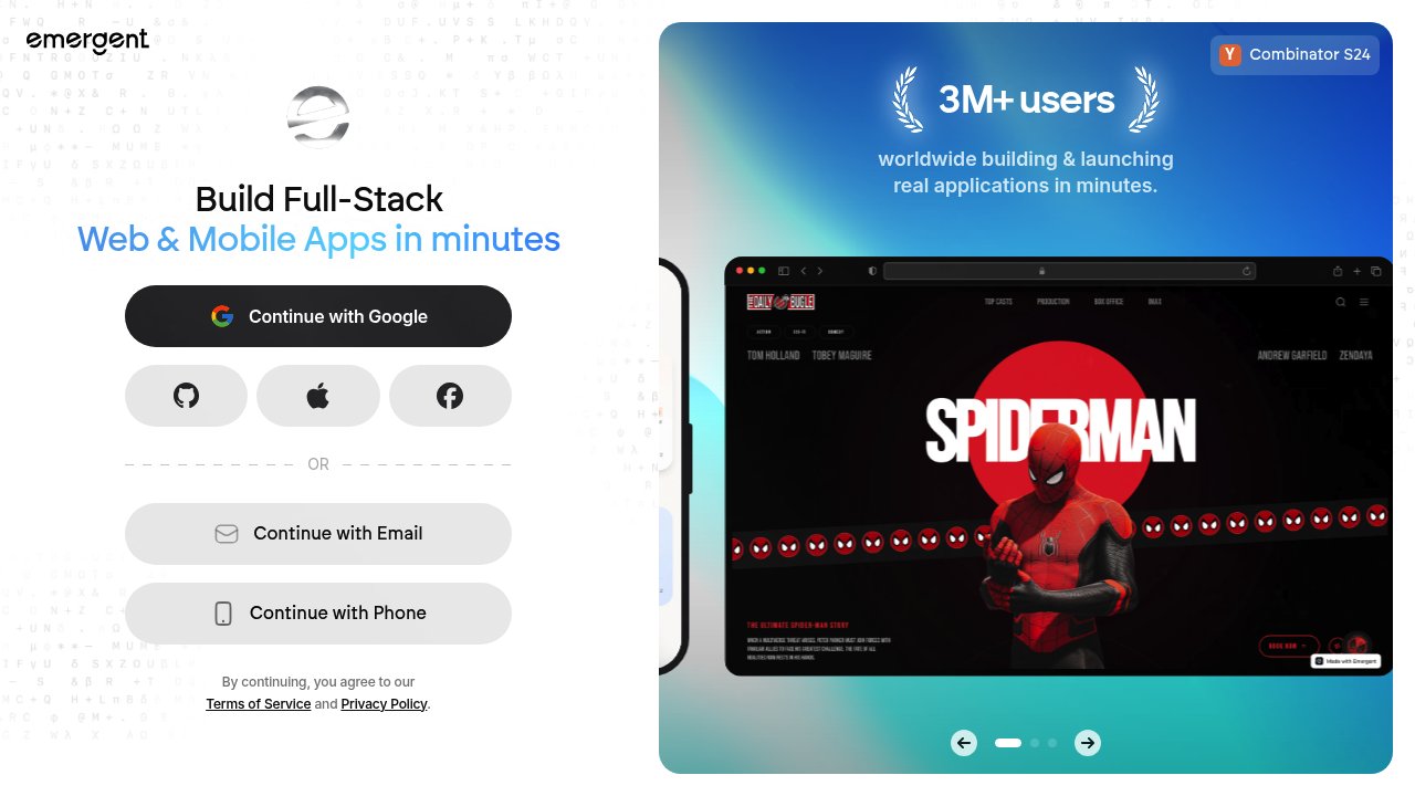 screenshot of emergent.sh homepage