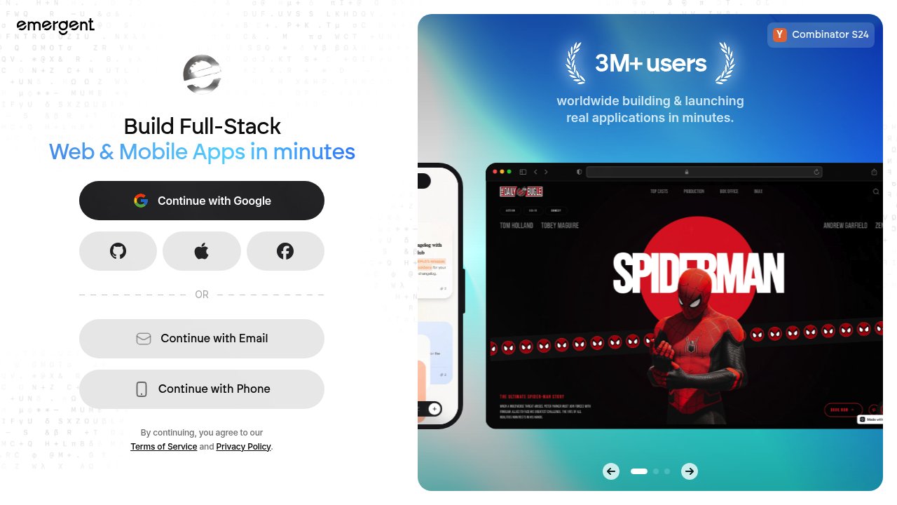 screenshot of emergent.sh homepage