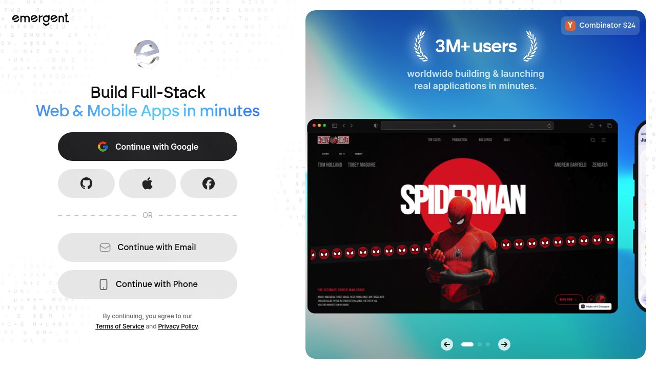 screenshot of emergent.sh homepage