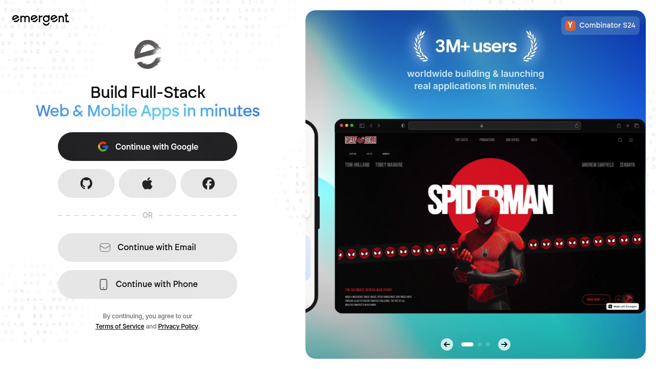 screenshot of emergent.sh homepage