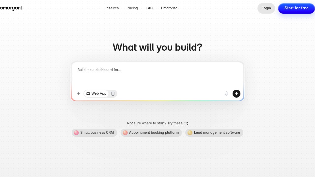 screenshot of emergent.sh homepage