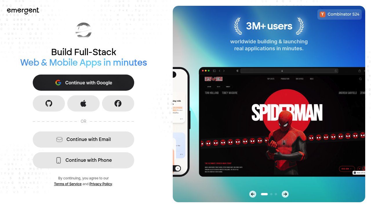 screenshot of emergent.sh homepage