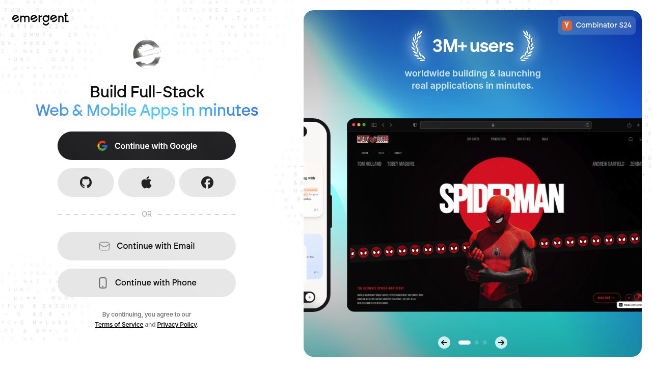 screenshot of emergent.sh homepage