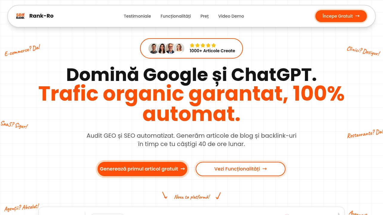 screenshot of rank-ro.com homepage