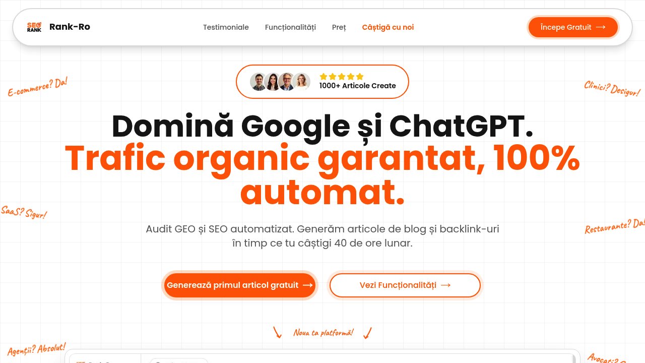 screenshot of rank-ro.com homepage
