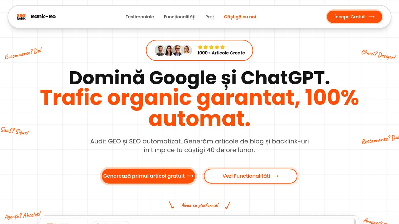 screenshot of rank-ro.com homepage
