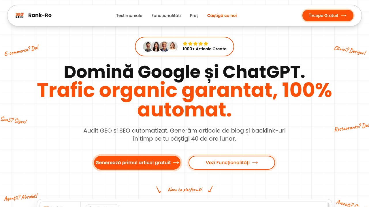 screenshot of rank-ro.com homepage